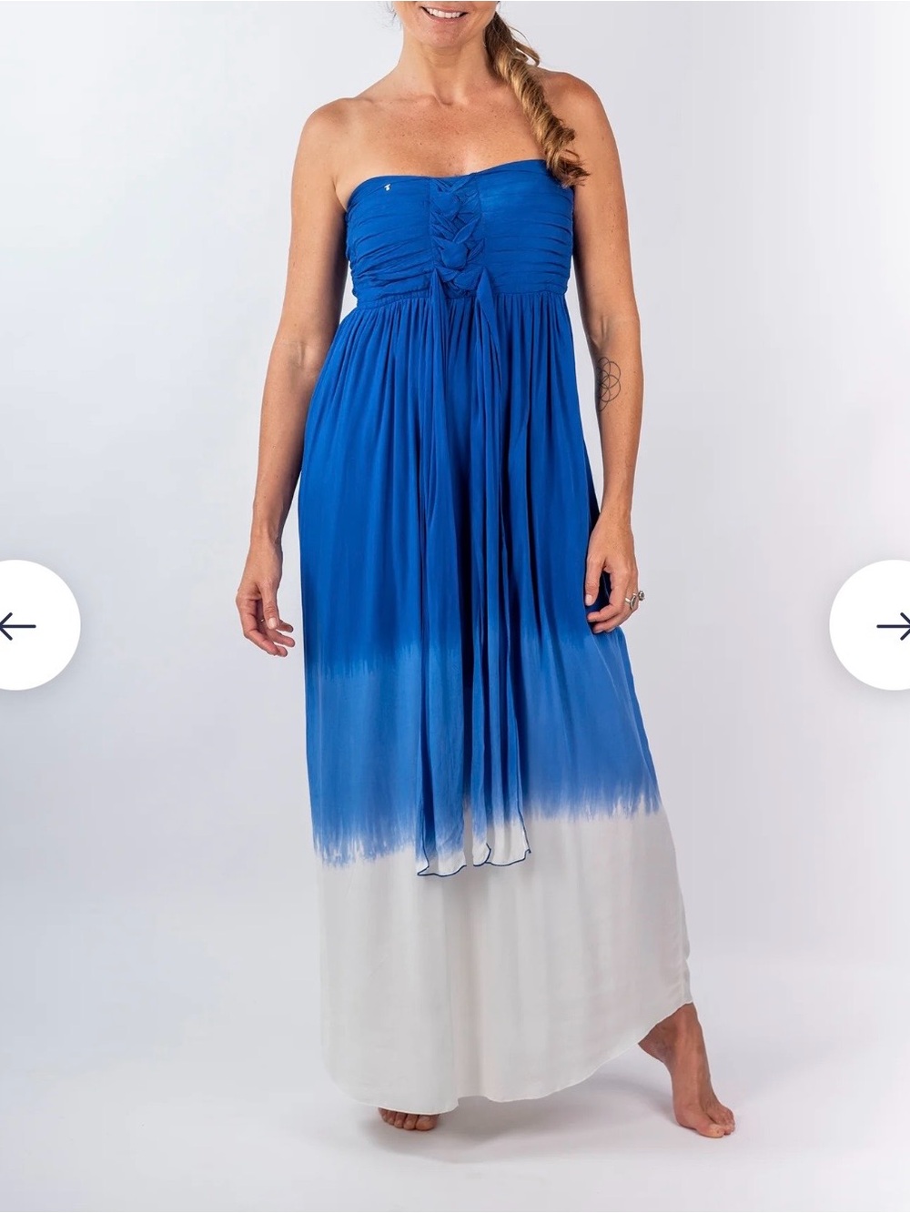 🌺 🍍Pineapples Boutique Ava Strapless Pleated Bodice Tie-Dye Maxi Dress | Small